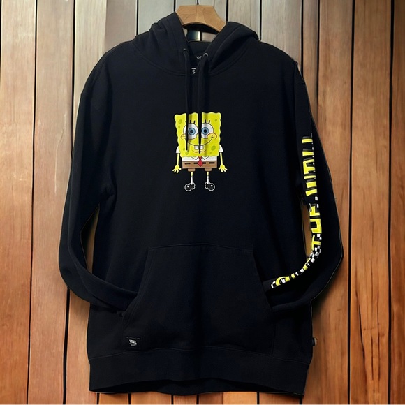 Vans x SpongeBob SquarePants  Pullover  Hoodie "OFF THE WALL" Black Men's LARGE - Picture 1 of 11